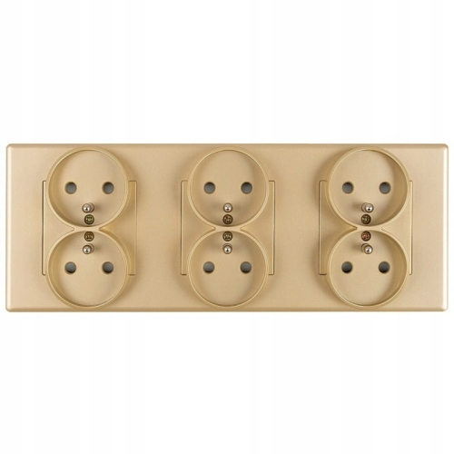 Priză Triplă Aurie Set Ramă PCV Triplă Și 3 X Priză Dublă