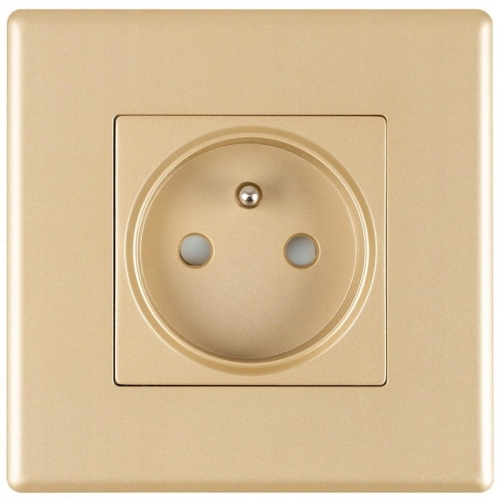 Priză Aurie Cu Pin Și Împământare Set Cu Ramă PCV