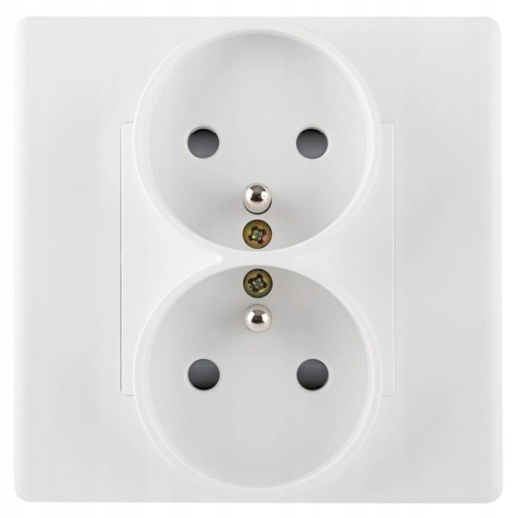 Priză Dublă Albă Cu Pin Set Cu Ramă PVC