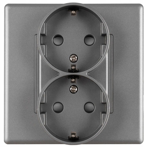 Priză Dublă Schuko Gri Cu Împământare Fără Pin Set Cu Ramă PCV