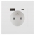 Priză Albă Încărcător Dublu USB A+C 20W Set Cu Ramă PVC