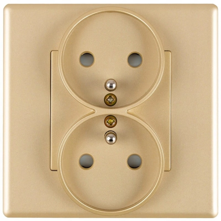 Priză Dublă Aurie Cu Pin Set Cu Ramă PCV