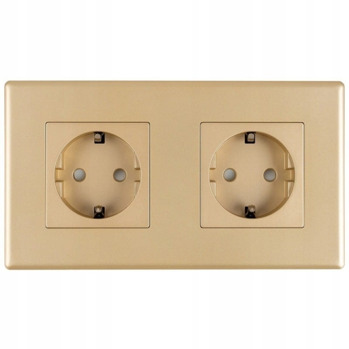 Priză Dublă Schuko Aurie Set Ramă PCV Dublă 2 X Priză