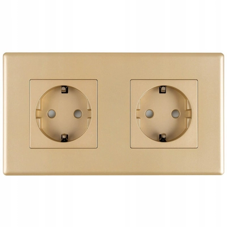Priză Dublă Schuko Aurie Set Ramă PCV Dublă 2 X Priză