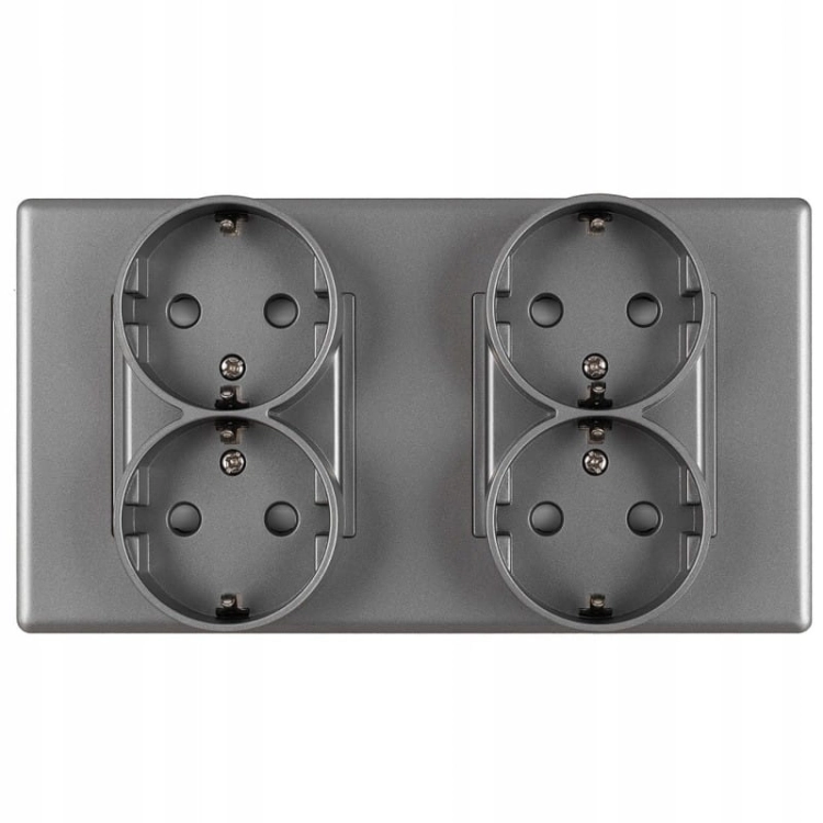 Priză Dublă Schuko Gri Ramă PCV Dublă Și 2 X Priză Dublă