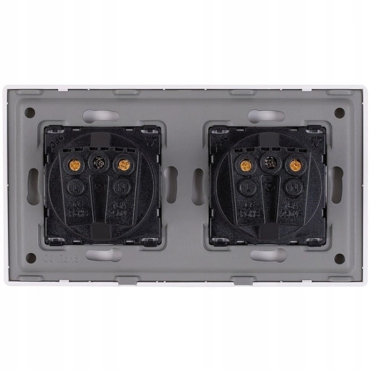Priză Dublă Schuko Aurie Set Ramă PCV Dublă 2 X Priză