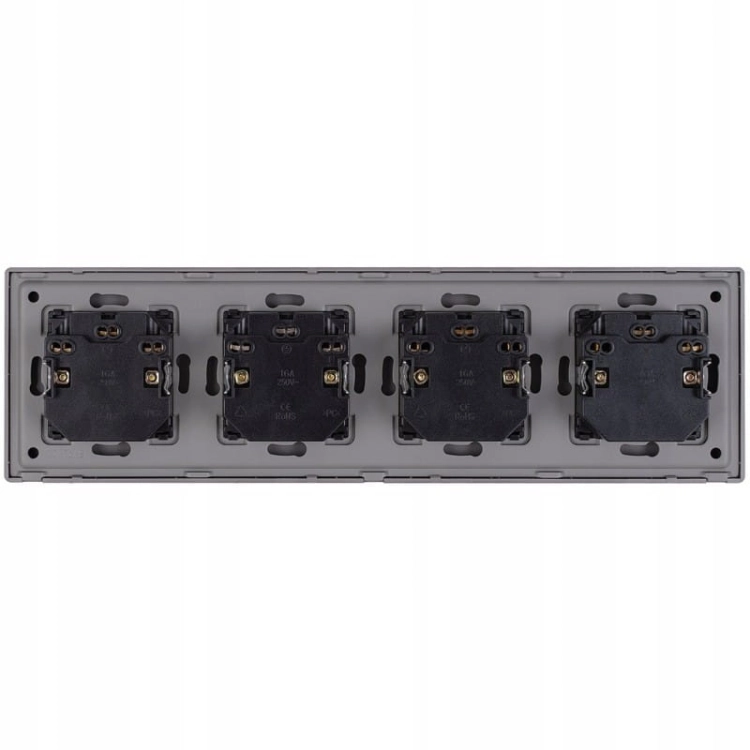 Priză Cvadriplă Gri Cu Pin Set Ramă PCV Cvadriplă 4 X Prize Duble