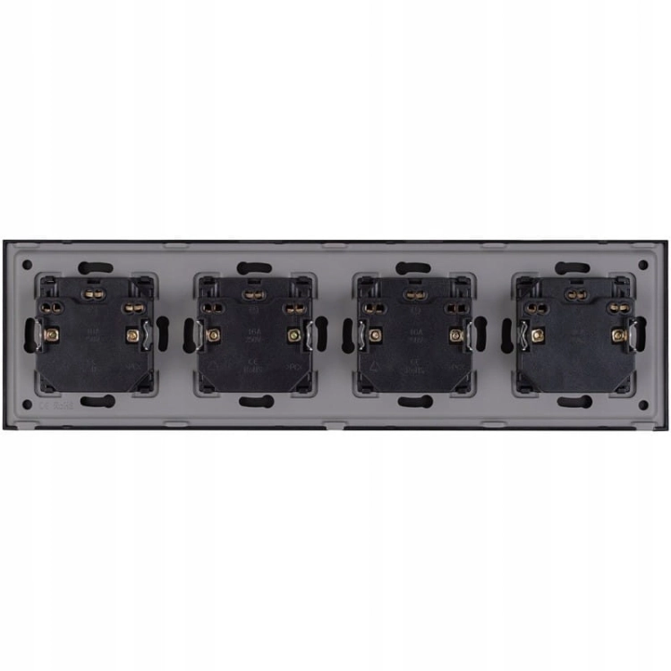 Priză Cvadrupală Din Sticlă Neagră Set Ramă Cvadrupală Și 4 X Priză Dublă