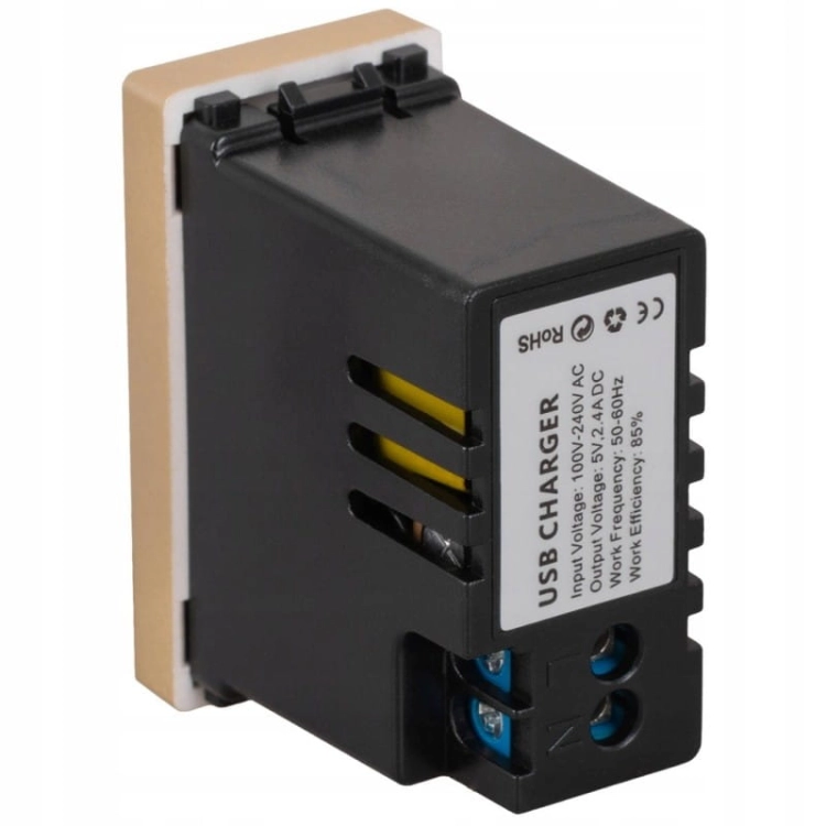 Modul Încărcător Dublu USB Tip A+A 2.4A Auriu Pentru Rame