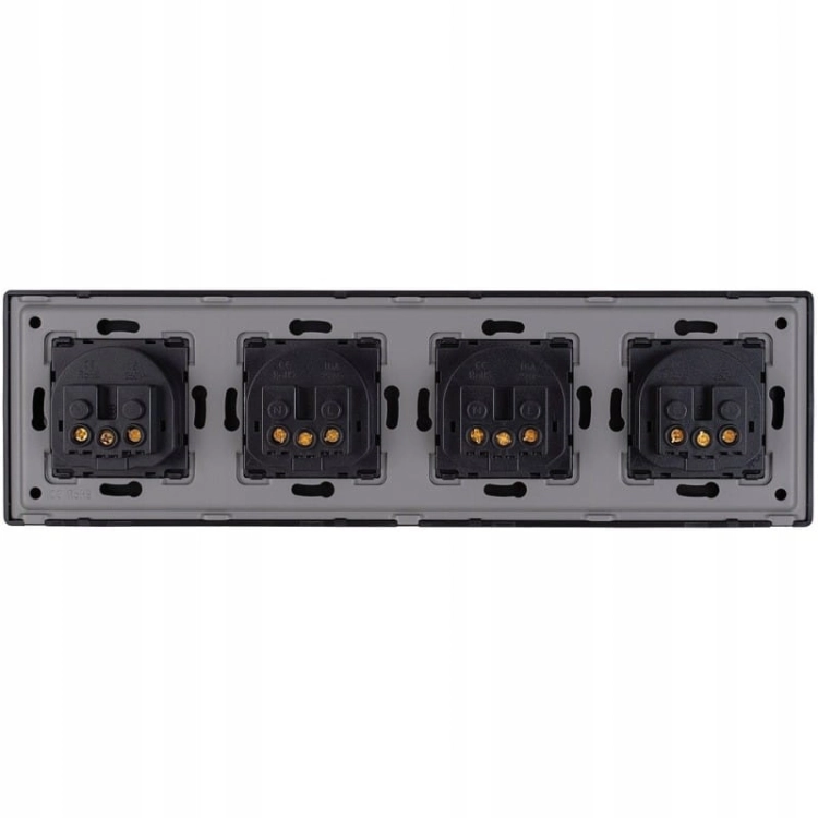 Priză Cvadruplă Neagră Cu Pin Set PVC Ramă Cvadruplă 4 X Priză