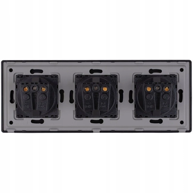 Priză Triplă Schuko Gri Ramă PCV Triplă Și 3 X Priză Simplă