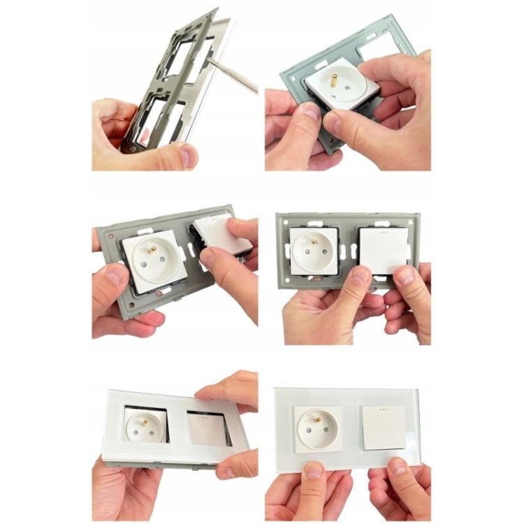 Modul Priză Cu Pin Albă + Încărcător Dublu USB A+C 20W Pentru Rame