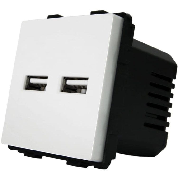 Priză Albă Încărcător Dublu USB 3.1A Tip A+A Set Cu Ramă PVC