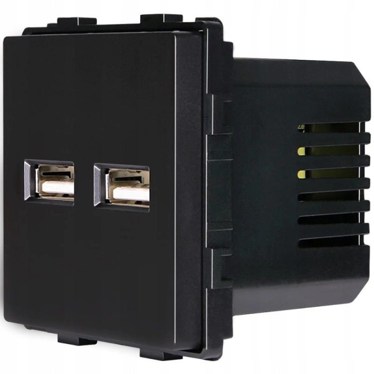 Priză Neagră Încărcător USB Dublu Set Cu Ramă PVC