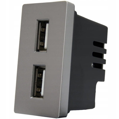 Modul Încărcător Dublu USB Tip A+A 2.4A Gri Pentru Rame