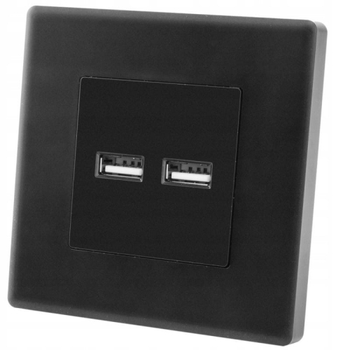 Priză Neagră Încărcător USB Dublu Set Cu Ramă PVC