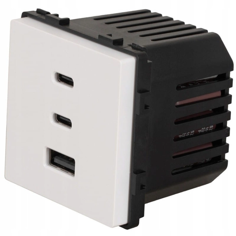 Modul Priză Încărcător Triplu Alb USB 65W A+C+C Pentru Rame