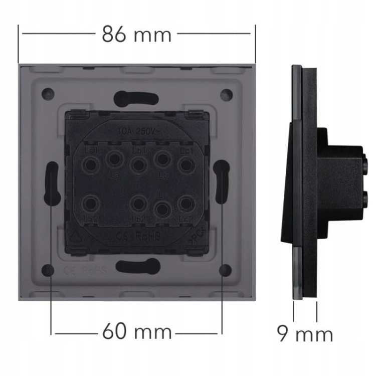 Priză Cu Pin De Împământare Neagră + Încărcător Dublu USB A+C 20W Set Cu Ramă Din Sticlă