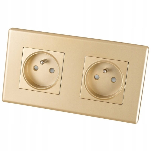 Priză Dublă Aurie Set Ramă PCV Dublă Și 2 X Priză