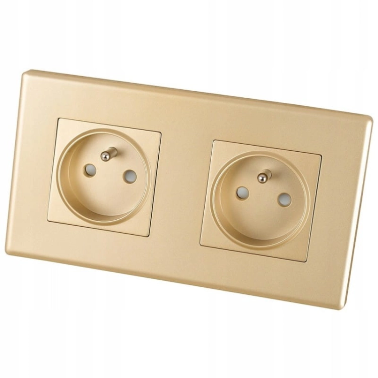 Priză Dublă Aurie Set Ramă PCV Dublă Și 2 X Priză