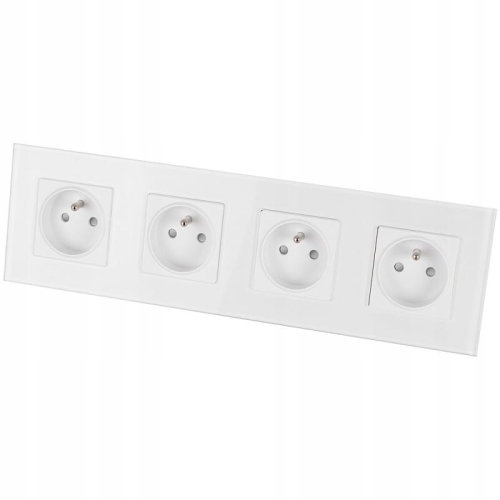 Priză Cvadriplă Din Sticlă Albă Set Ramă Cvadriplă 4 X Prize Simple