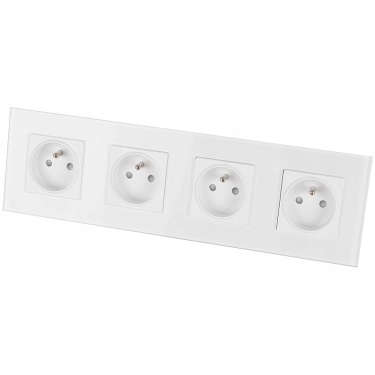 Priză Cvadriplă Din Sticlă Albă Set Ramă Cvadriplă 4 X Prize Simple