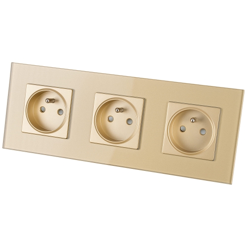Priză Din Sticlă Triplă Aurie Set Ramă Triplă Și 3 X Priză