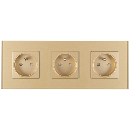Priză Din Sticlă Triplă Aurie Set Ramă Triplă Și 3 X Priză