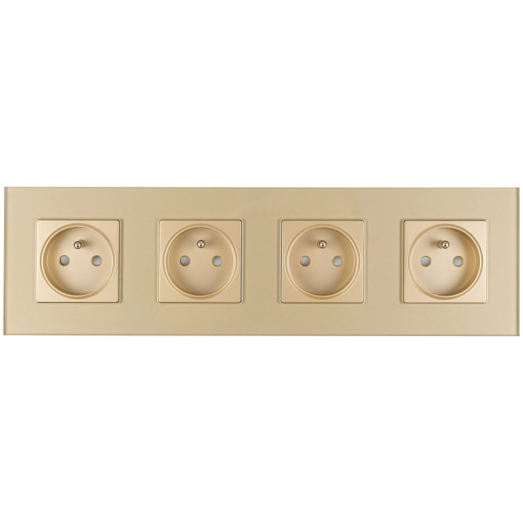 Priză Din Sticlă Cvadruplă Aurie Set Ramă Cvadruplă Și 4 X Priză