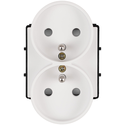 Modul Priză Dublă Cu Pin De Împământare Albă Pentru Rame MIUUN