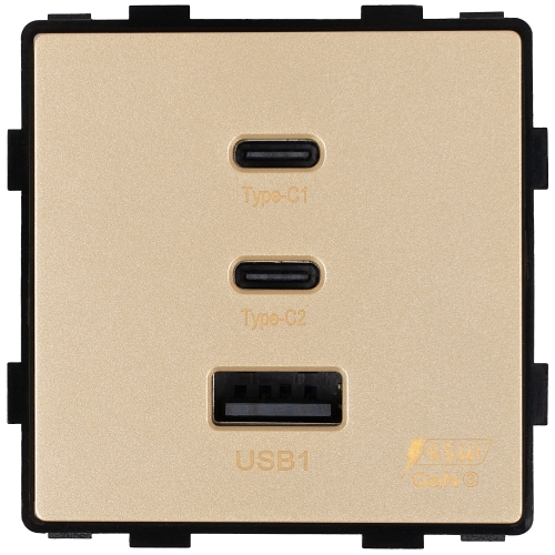 Modul Priză Încărcător Triplu USB 65W A+C+C Auriu Pentru Rame