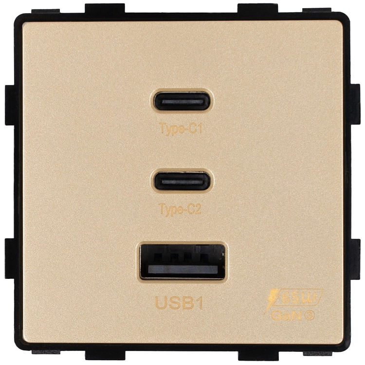 Modul Priză Încărcător Triplu USB 65W A+C+C Auriu Pentru Rame