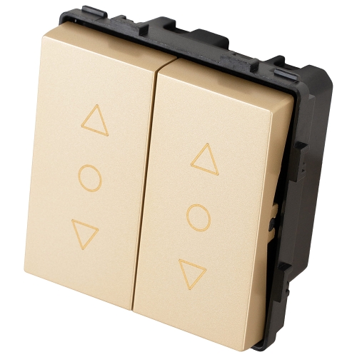 Modul Comutator Rulouri Tripozițional Cu Menținere Dublu Auriu Pentru Rame MIUUN