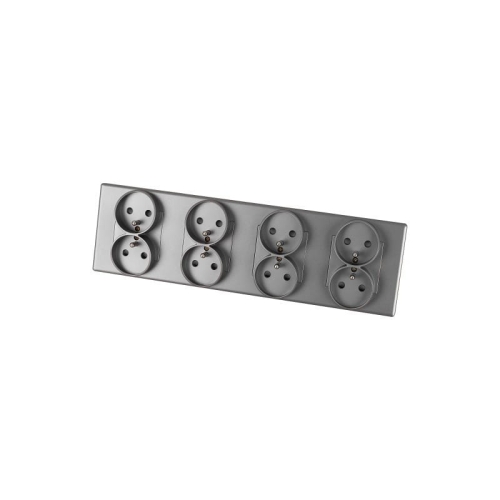 Priză Cvadriplă Gri Cu Pin Set Ramă PCV Cvadriplă 4 X Prize Duble