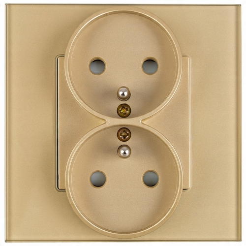 Priză Dublă Auriu Cu Pin Set Cu Ramă Din Sticlă MIUUN