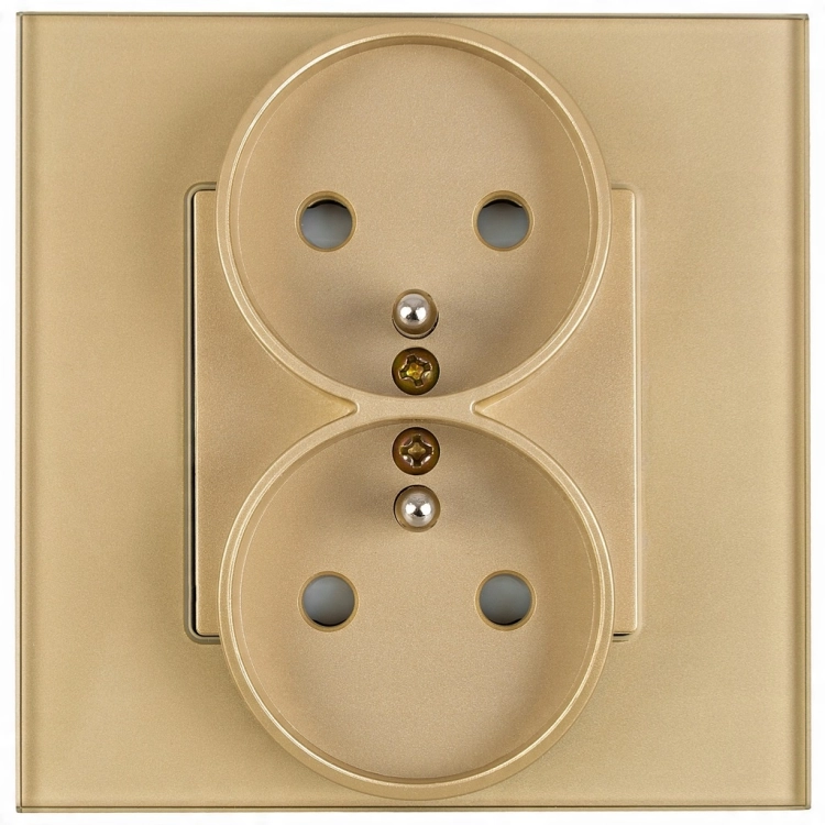 Priză Dublă Auriu Cu Pin Set Cu Ramă Din Sticlă MIUUN