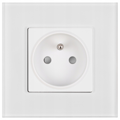 Priză Albă Cu Pin De Împământare Set Cu Ramă Din Sticlă