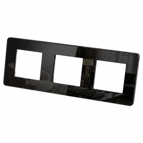 Ramă Din Sticlă Lucioasă Trei Posturi Neagră Verticală Orizontală Pentru Module MIUUN