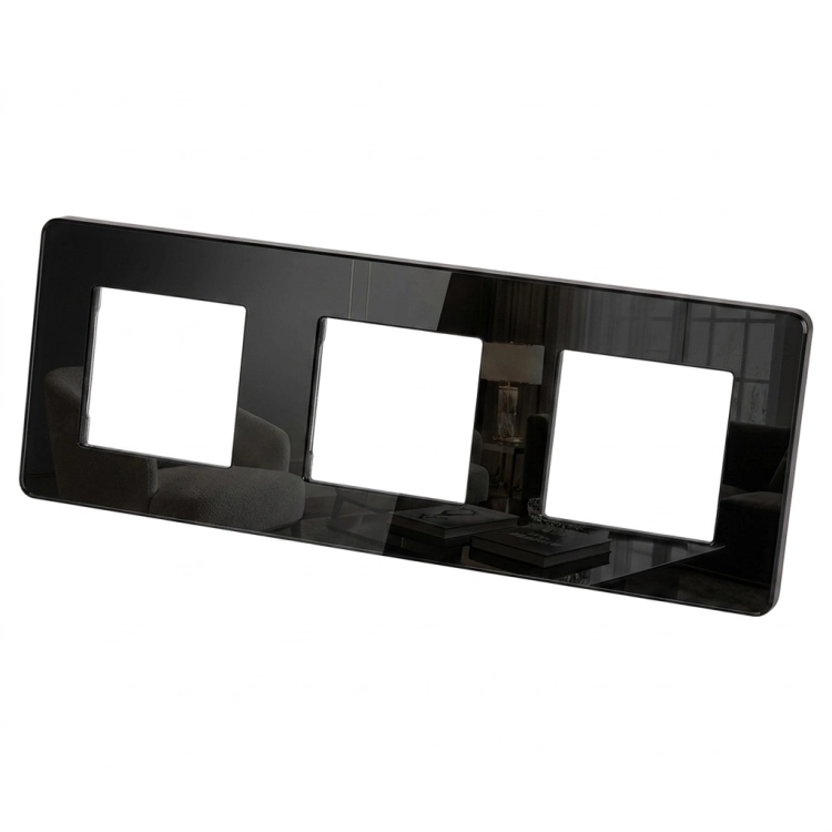 Ramă Din Sticlă Lucioasă Trei Posturi Neagră Verticală Orizontală Pentru Module MIUUN