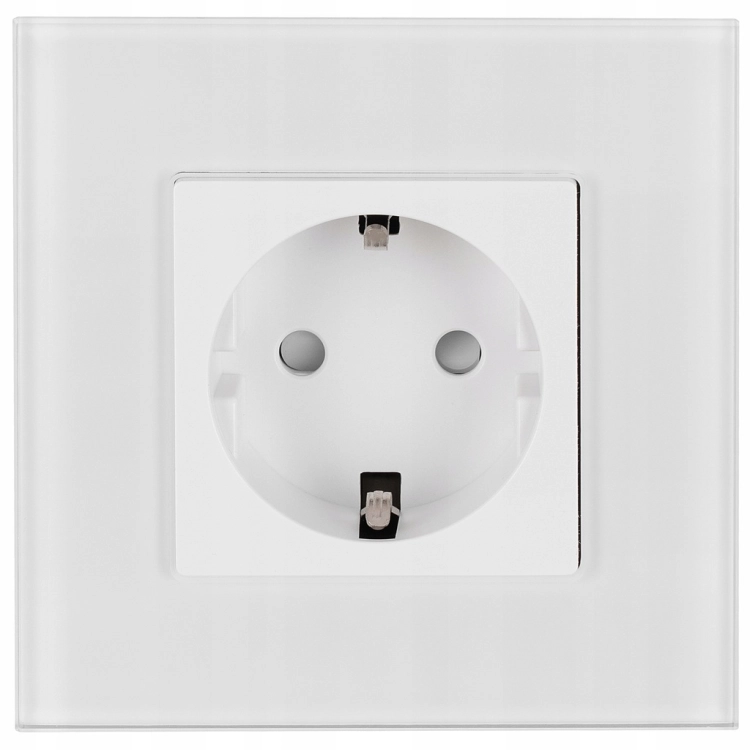 Priză Albă Schuko Cu Împământare Set Cu Ramă Din Sticlă MIUUN