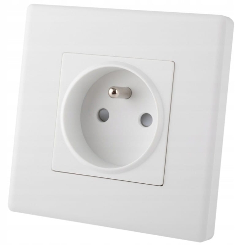 Priză Albă Cu Pin Împământare Set Cu Ramă PVC