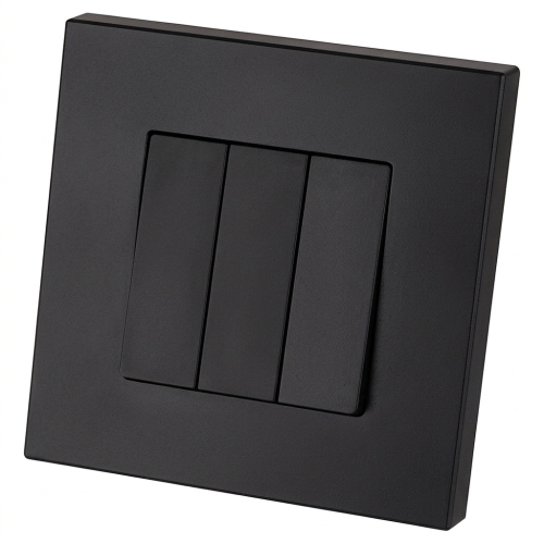 Întrerupător Monostabil Triplu Neted Din Plastic LINEA Negru MIUUN
