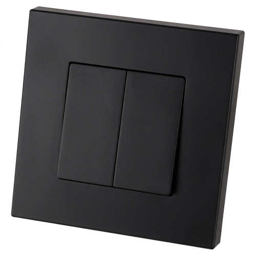 Întrerupător Monostabil Dublu Neted Din Plastic LINEA Negru MIUUN