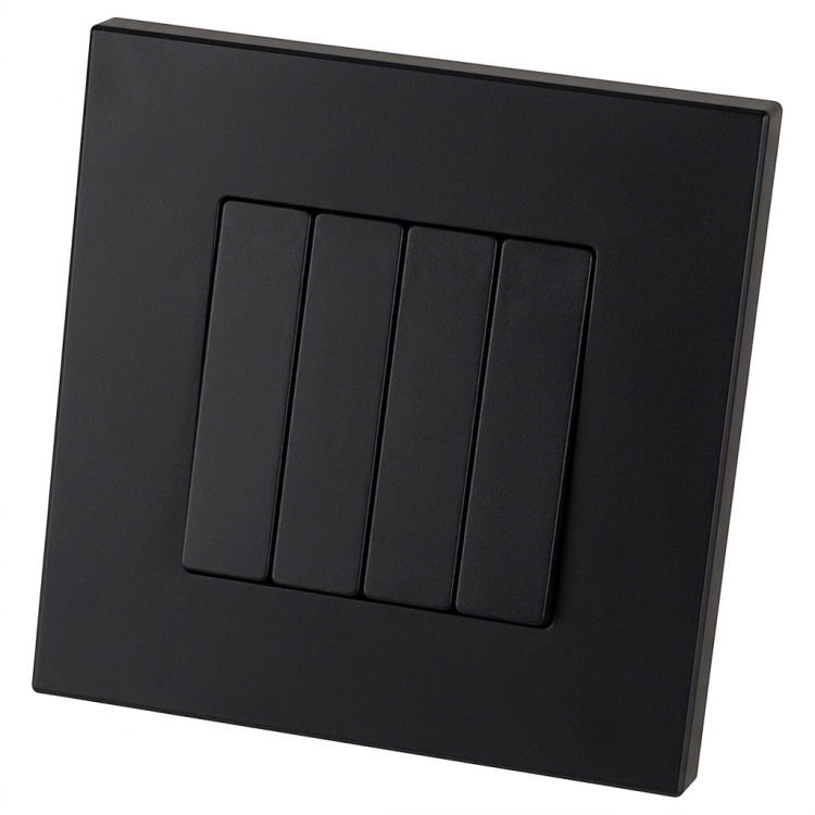 Întrerupător Comutator Cvadruplu Clasic Neted Din Plastic LINEA Negru MIUUN