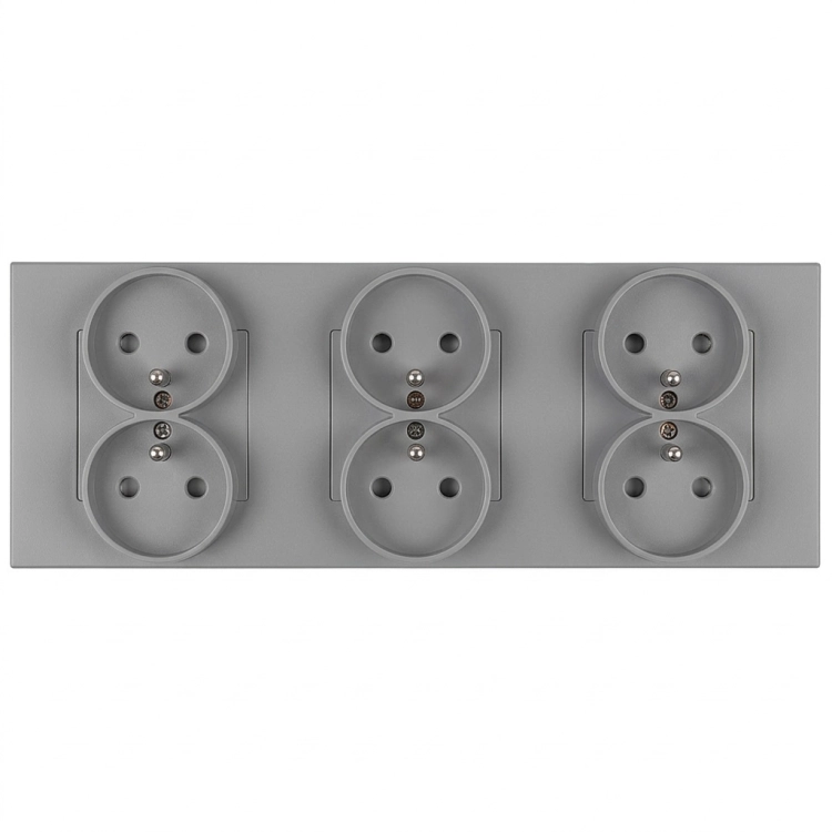 Priză Triplă Din Plastic LINEA Gri Ramă Triplă Și 3 X Priză MIUUN