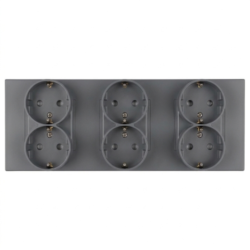 Priză Triplă Din Plastic LINEA Gri Schuko Ramă Triplă Și 3 X Priză