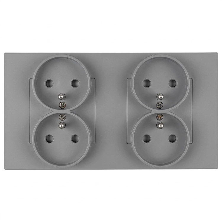 Priză Cvadrupală Din Plastic LINEA Gri Și Ramă Dublă 2 X Priză MIUUN
