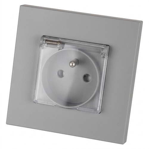 Priză Electrică Din Plastic LINEA Cu Capac Cu Pin De Împământare Gri MIUUN