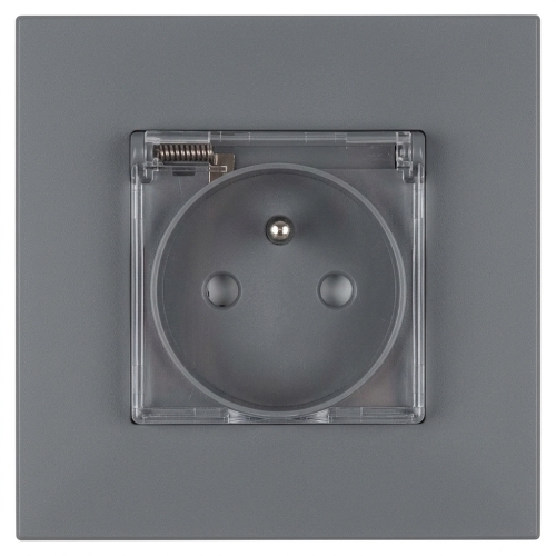 Priză Electrică Din Plastic LINEA Cu Capac Cu Pin De Împământare Gri MIUUN