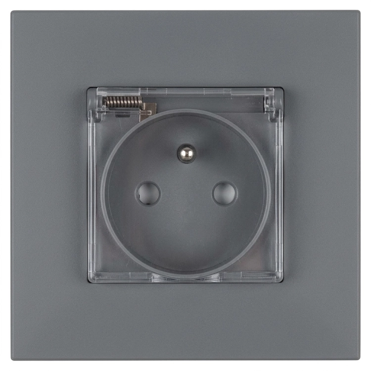 Priză Electrică Din Plastic LINEA Cu Capac Cu Pin De Împământare Gri MIUUN